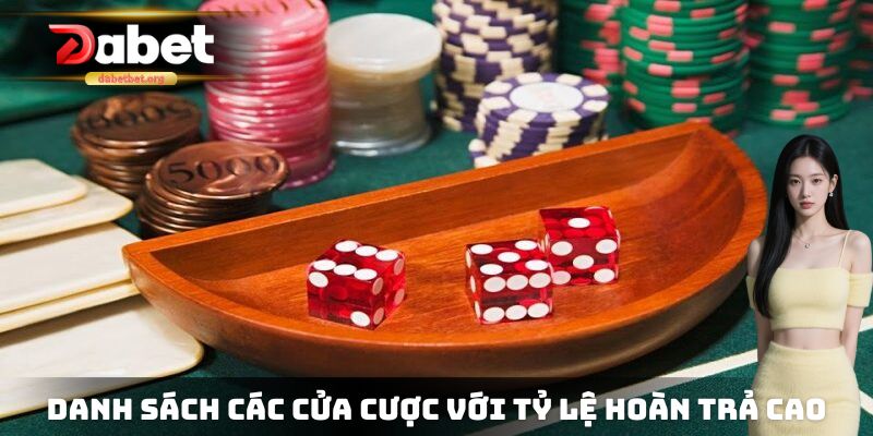 Danh sách các cửa cược với tỷ lệ hoàn trả cực kỳ cao